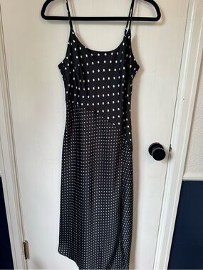 Black and White Polka Dot Midi Slip Dress